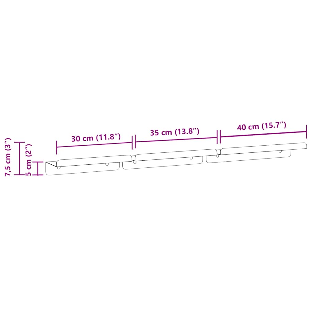 vidaXL Étagères murales 3 pcs Argent Acier inoxydable