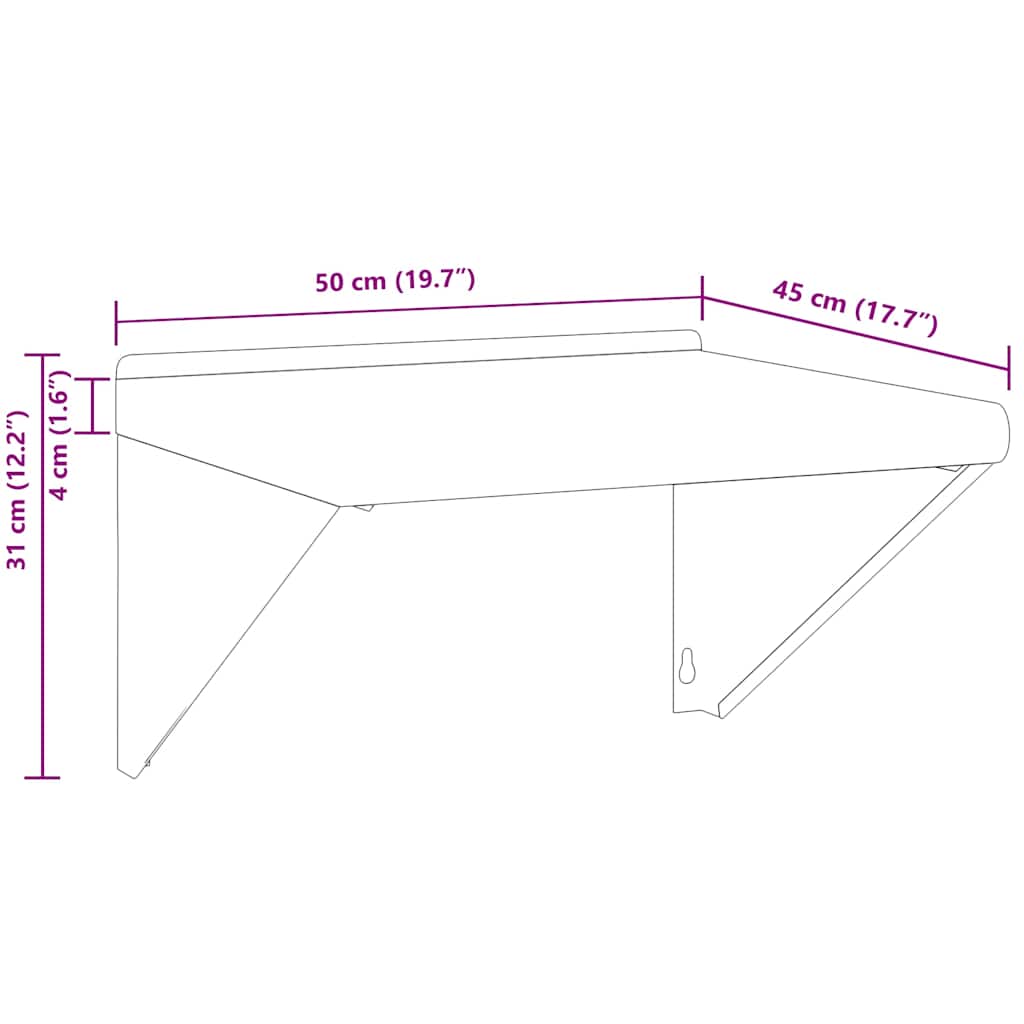 vidaXL Wandregal 50x45x31 cm Silbern Edelstahl