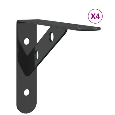 vidaXL Supports d'étagère 4 pcs 15x2,5x11,5 cm Noir Acier inoxydable