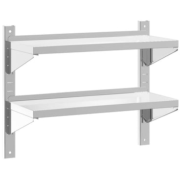 vidaXL Étagère murale à 2 niveaux 75x30x60 cm Argent Acier inoxydable