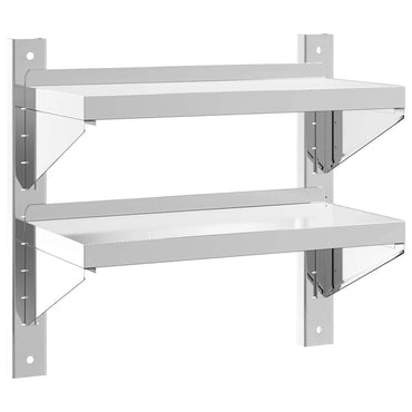 vidaXL Étagère murale à 2 niveaux 50x23,5x48 cm Argent Acier inoxydable