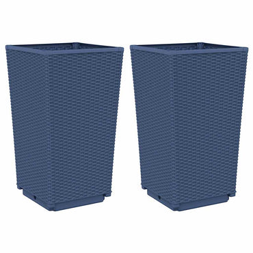 vidaXL Pflanzkübel 2 Stk. Blaugrau 32,5x32,5x57 cm PP