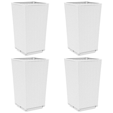 vidaXL Pflanzkübel 4 Stk. Weiß 32,5x32,5x57 cm PP