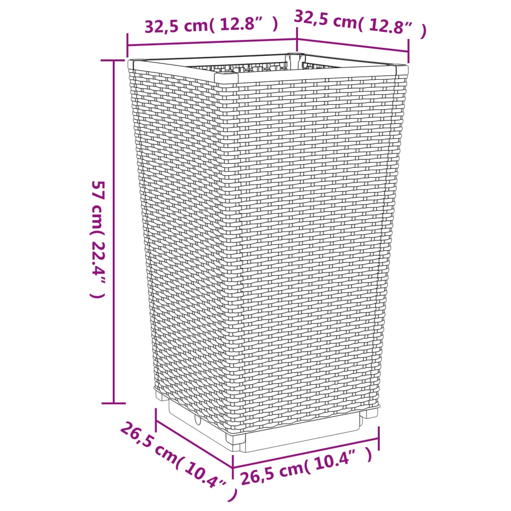 vidaXL Pflanzkübel 4 Stk. Weiß 32,5x32,5x57 cm PP