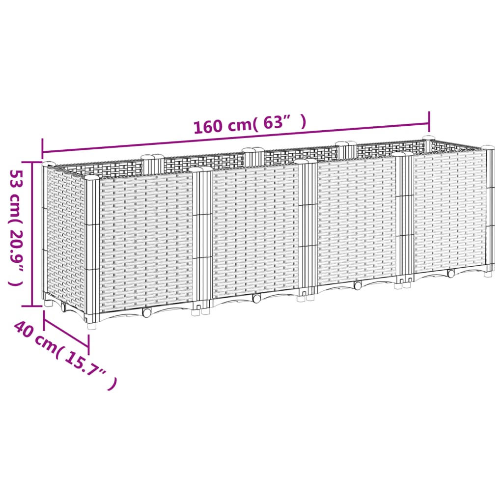 vidaXL Pflanzkübel Schwarz 160x40x53 cm PP
