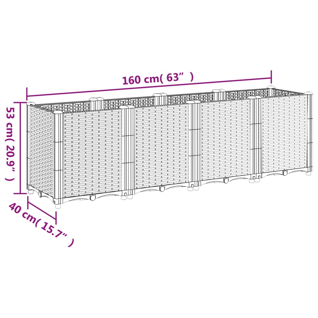 vidaXL Pflanzkübel Weiß 160x40x53 cm PP