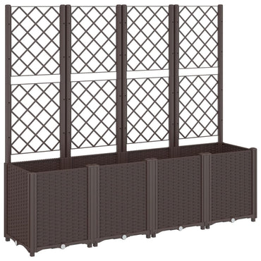 vidaXL Pflanzkübel mit Rankgitter Braun 160x40x140 cm PP