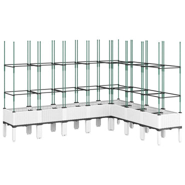 vidaXL Pflanzkübel mit Rankgitter Weiß 200x160x142,5 cm PP