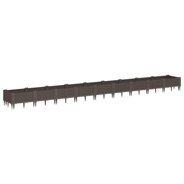vidaXL Pflanzkasten mit Erdspießen Braun 362,5x42,5x28,5 cm PP