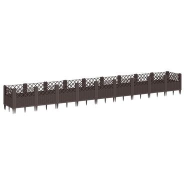 vidaXL Pflanzkasten mit Erdspießen Braun 363,5x43,5x43,5 cm PP