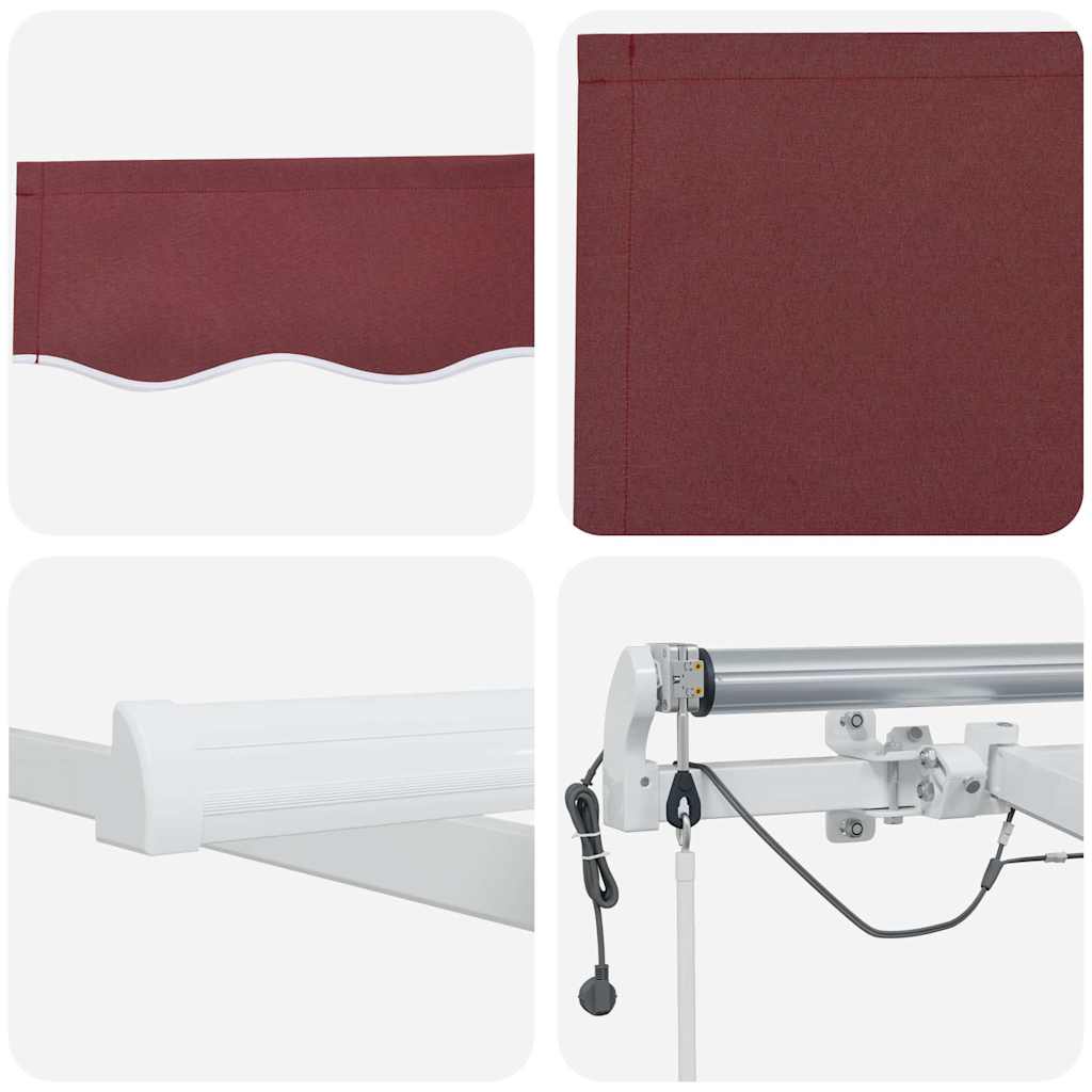 vidaXL Markise Automatisch mit LED Weinrot 600x300 cm
