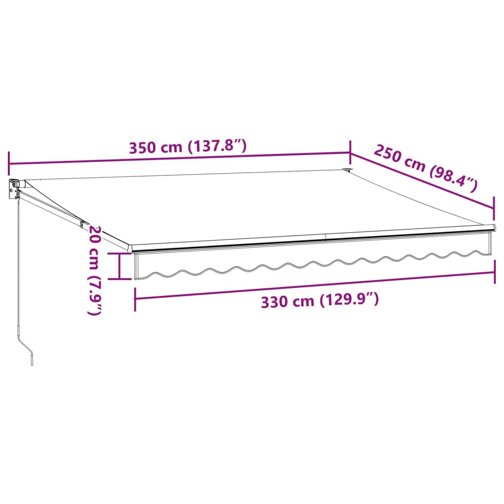 vidaXL Markise Manuell Weinrot 350x250 cm