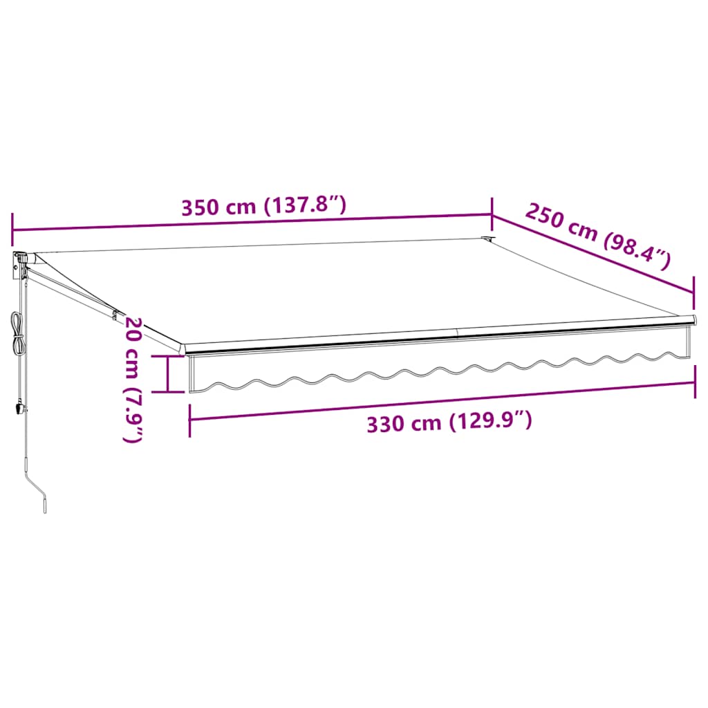 vidaXL Auvent rétractable automatique bordeaux 350x250 cm