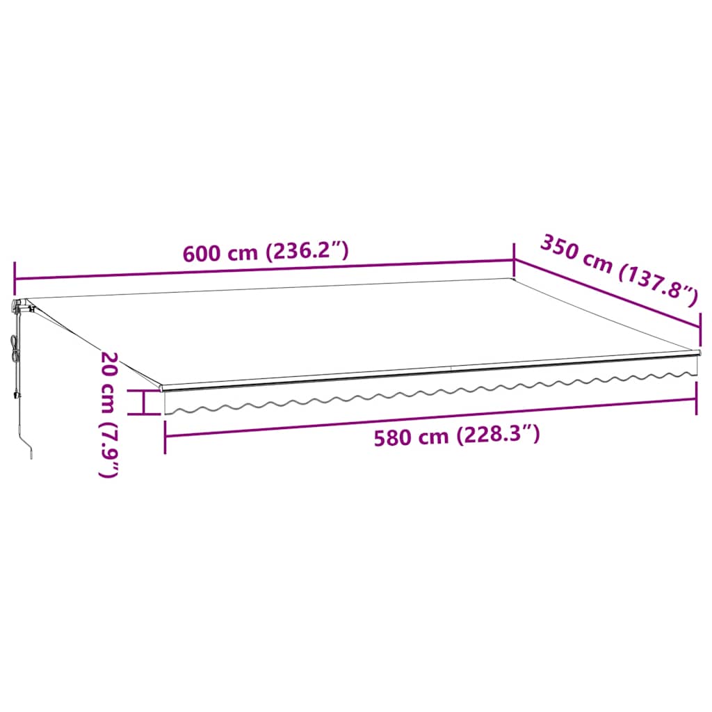 vidaXL Auvent automatique marron 600x350 cm