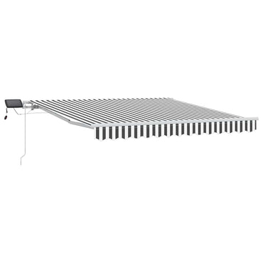 vidaXL Markise mit LED-Beleuchtung Manuell Anthrazit & Weiß 300x250 cm