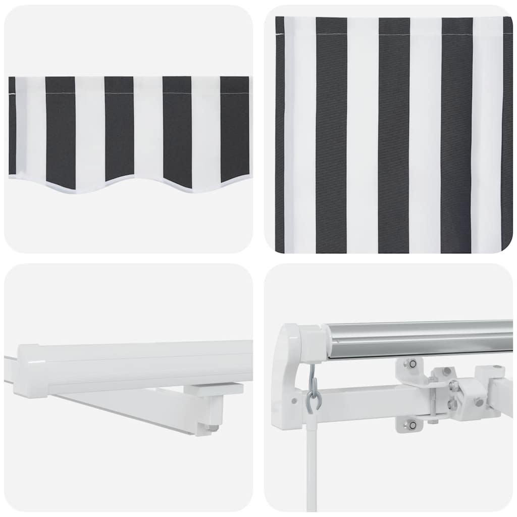 Markise Manuell mit LED Anthrazit & Weiß 600x300 cm