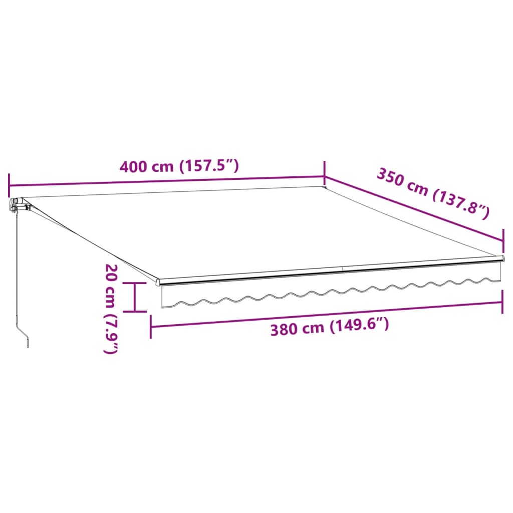 vidaXL Markise Manuell mit LED Anthrazit & Weiß 400x350 cm