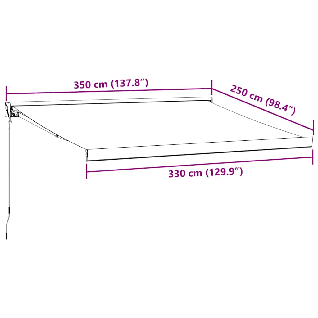 vidaXL Auvent rétractable Anthracite et blanc 3,5x2,5 m Tissu et aluminium