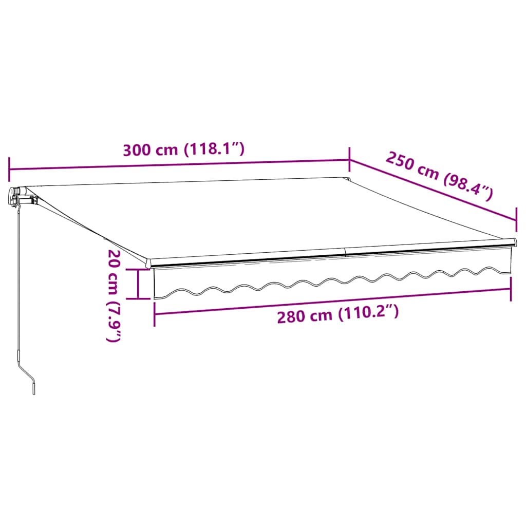 vidaXL Markise mit LED-Beleuchtung Manuell Anthrazit & Weiß 300x250 cm