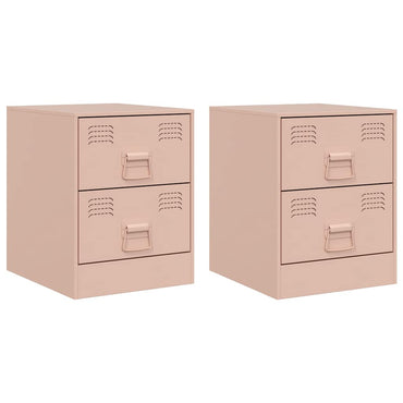 vidaXL Nachttische 2 Stk. Rosa 34,5x39x44 cm Stahl