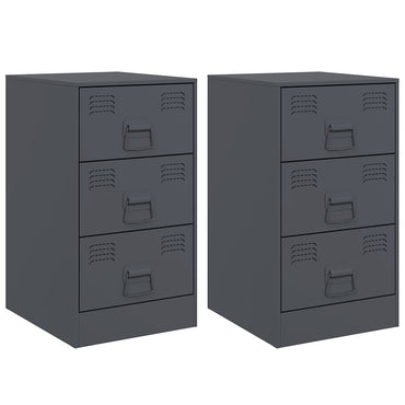 vidaXL Nachttische 2 Stk. Anthrazit 34,5x39x62 cm Stahl