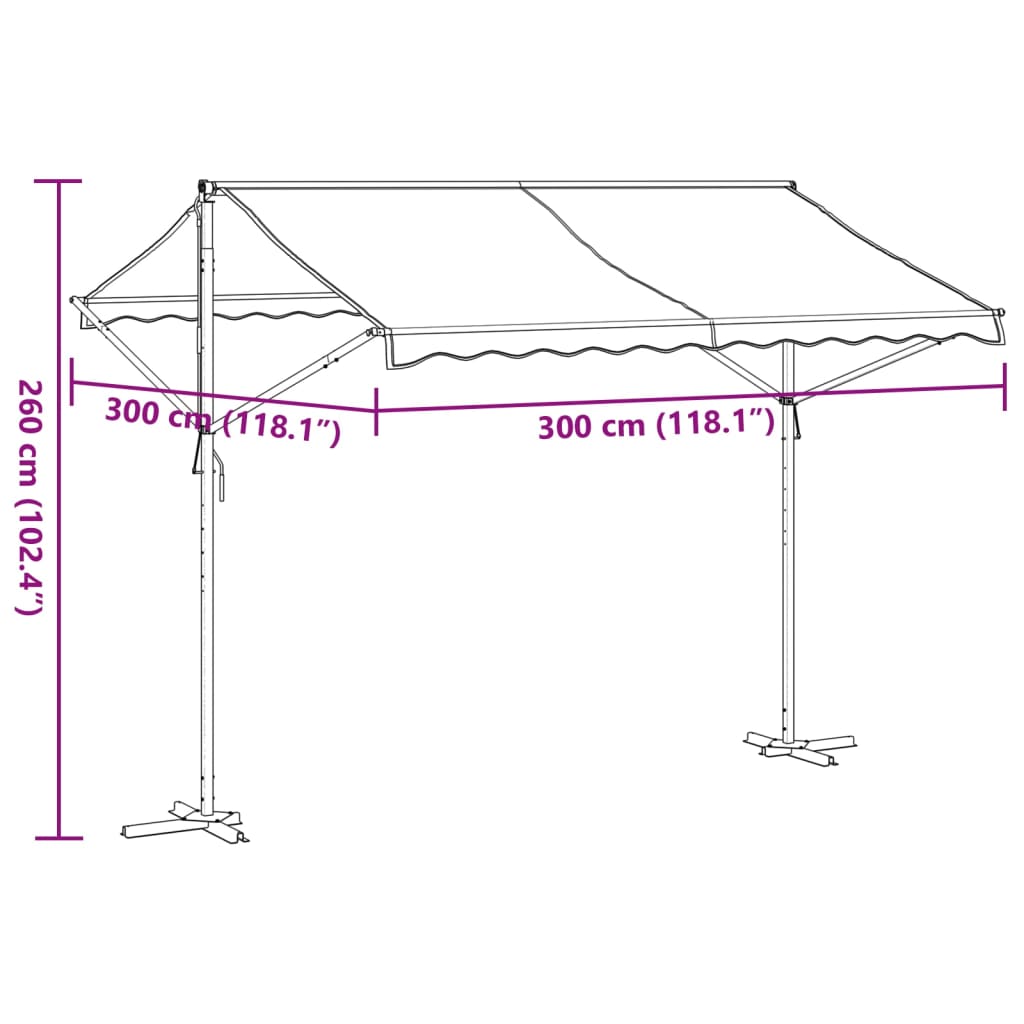 vidaXL Freistehende Markise Blau und Weiß 300x300 cm Stoff und Stahl