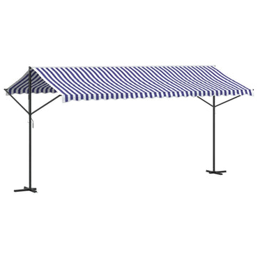 vidaXL Freistehende Markise Blau und Weiß 500x300 cm Stoff und Stahl