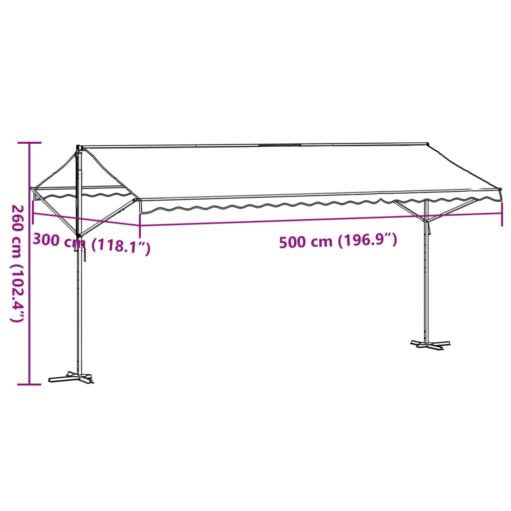 vidaXL Freistehende Markise Blau und Weiß 500x300 cm Stoff und Stahl