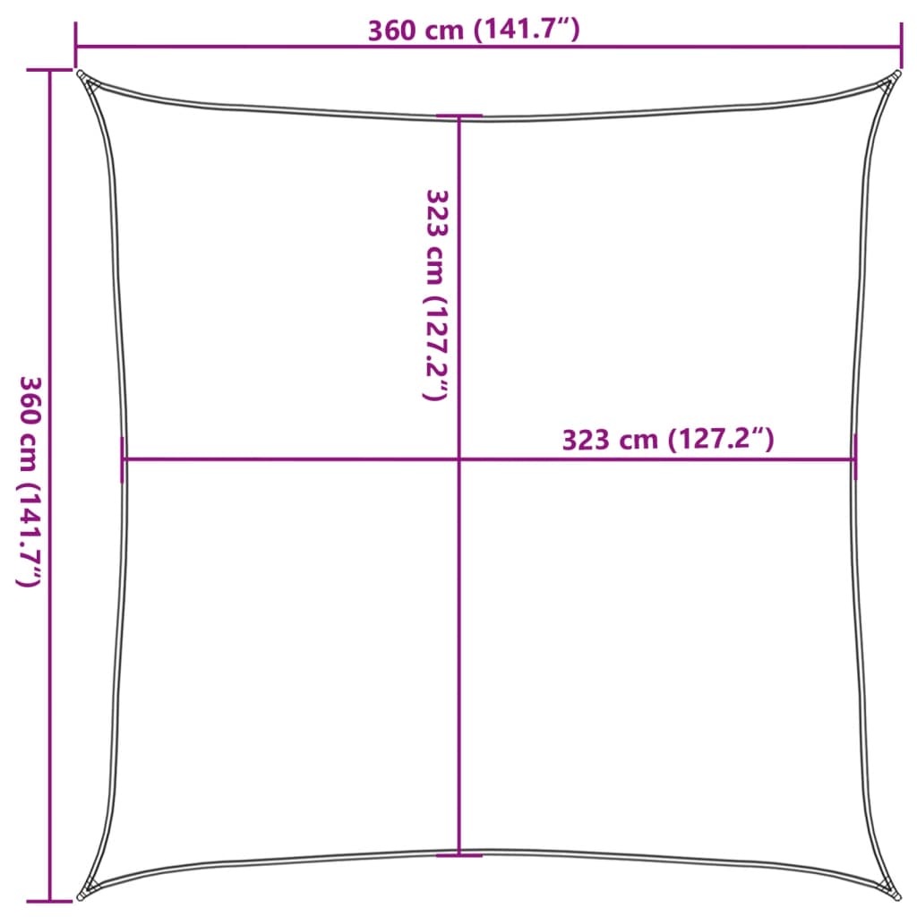 vidaXL Voile d'ombrage Gris clair 3,6x3,6 m 100 % polyester Oxford