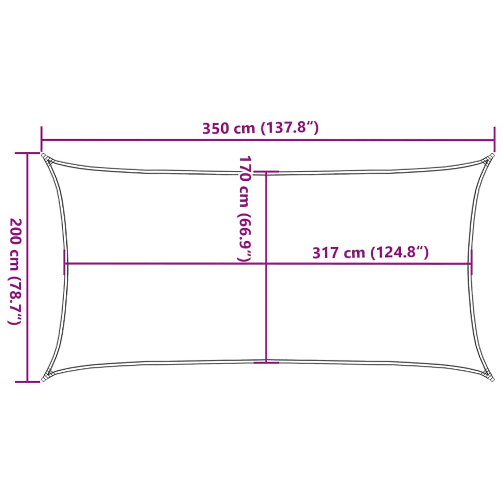 vidaXL Sonnensegel Hellgrau 3,5x2 m 100% Polyester Oxford