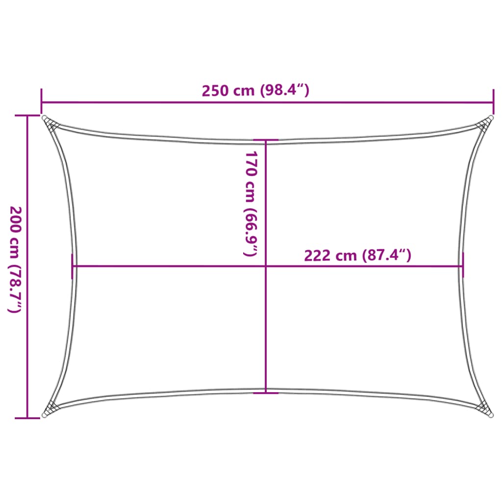 vidaXL Sonnensegel Sandfarbe 2,5x2 m 100% Polyester Oxford