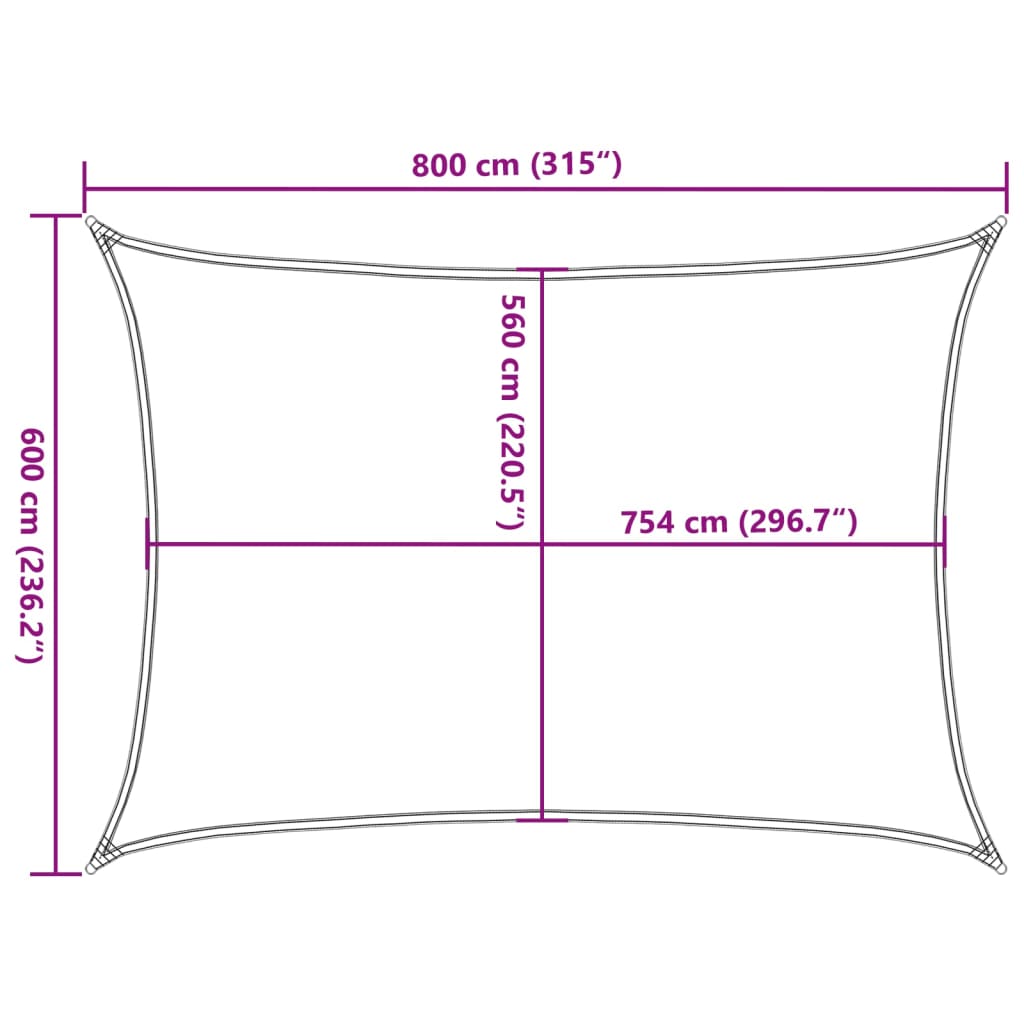 vidaXL Sonnensegel Sandfarbe 8x6 m 100% Polyester Oxford
