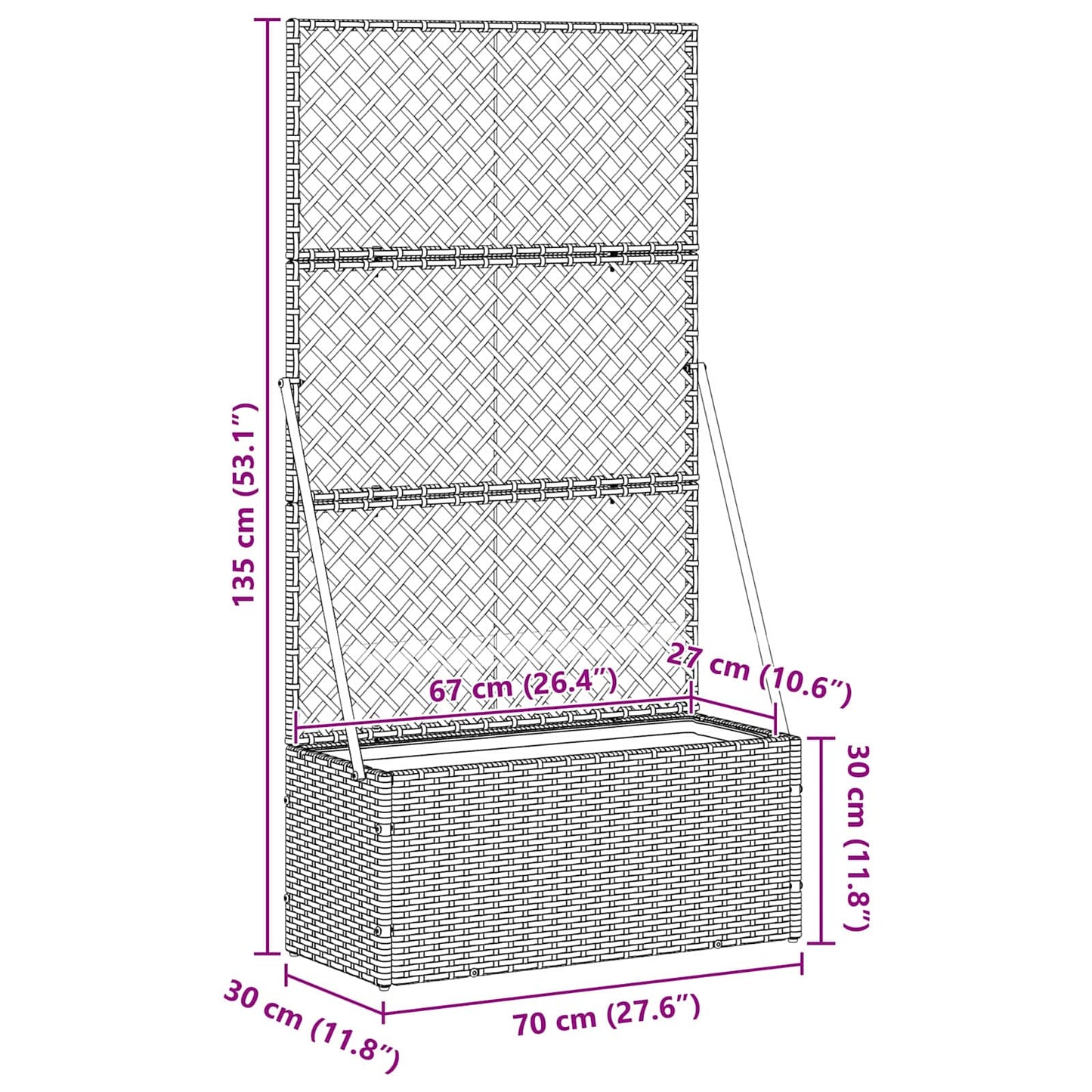 vidaXL Garten-Pflanzgefäß Braun 105 x 30 x 170 cm Metall