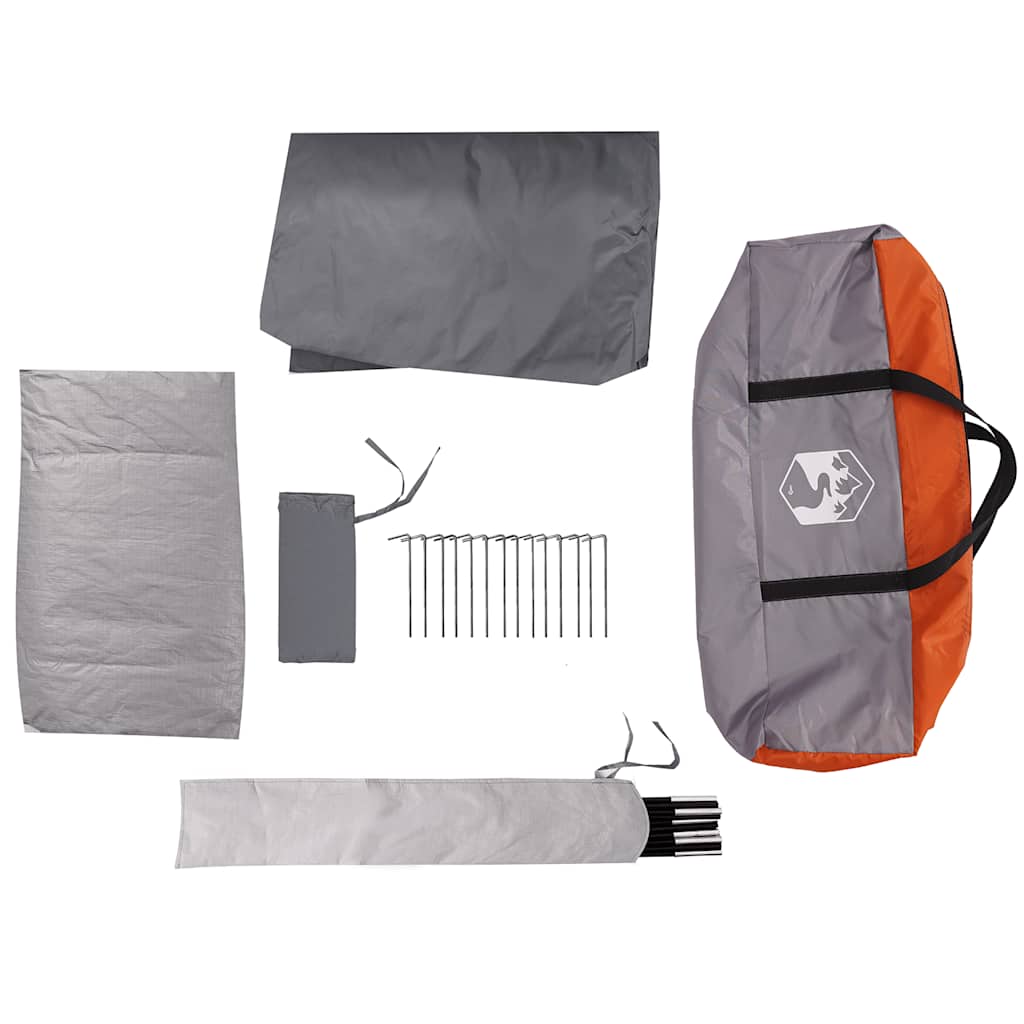 vidaXL Tipi-Familienzelt 8 Personen Grau und Orange Wasserdicht