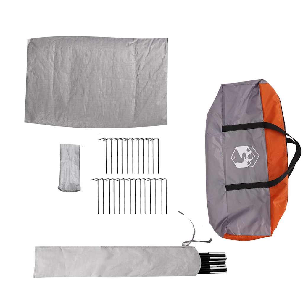 vidaXL Tente tipi familiale 12 personnes Gris et orange Imperméable