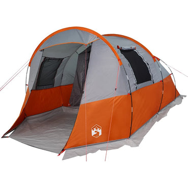 vidaXL Tunnelzelt 4 Personen Grau und Orange Wasserdicht
