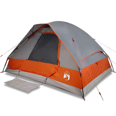 vidaXL Kuppel-Campingzelt 2 Personen Grau und Orange Wasserdicht
