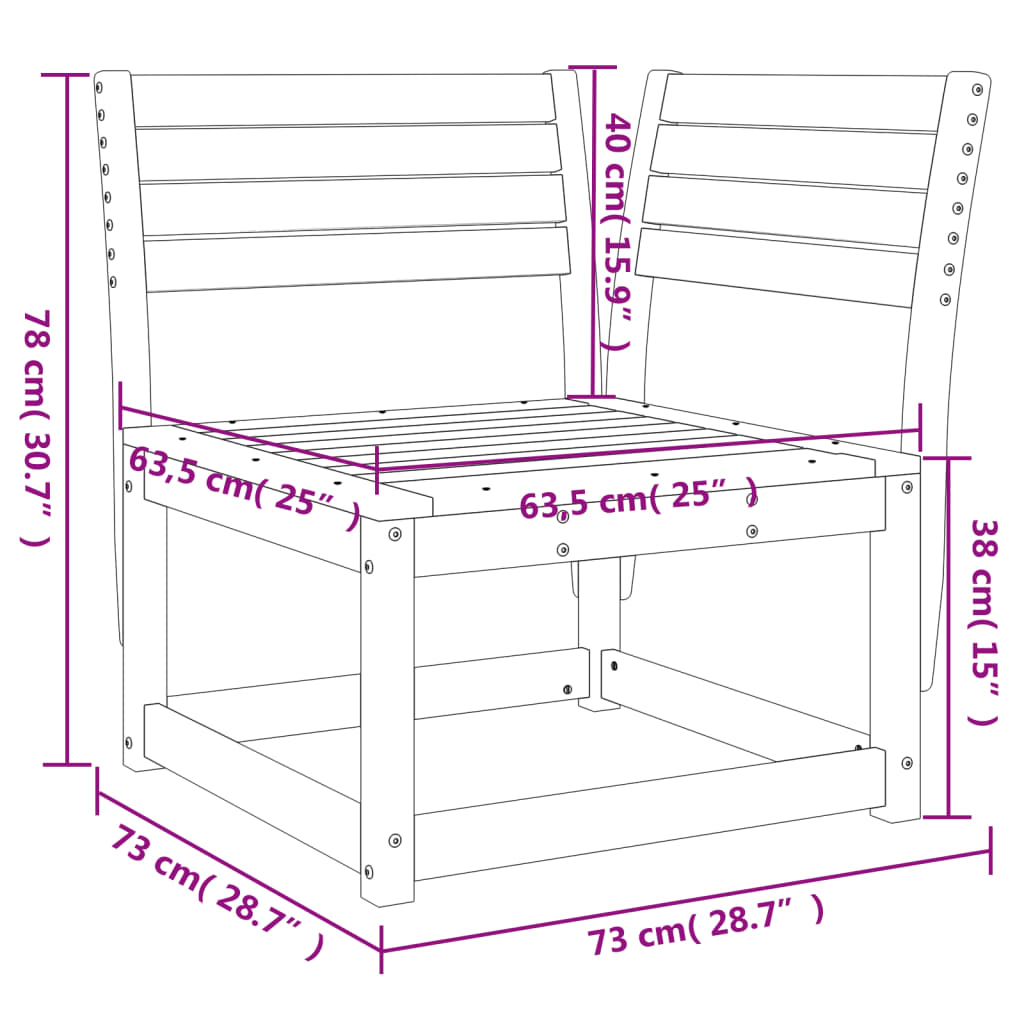 vidaXL Canapé d'angle de jardin 73x73x78 cm Bois de pin imprégné