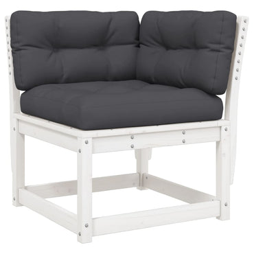 vidaXL Garten-Ecksofa mit Kissen Weiß 73x73x78 cm Massivholz Kiefer