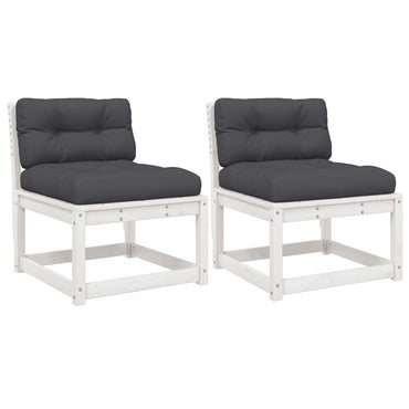 vidaXL Gartensofas mit Kissen 2 Stk. Weiß Massivholz Kiefer