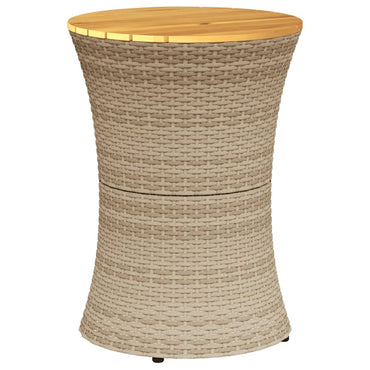 vidaXL Table d'appoint de jardin en forme de tambour beige en rotin synthétique et bois massif