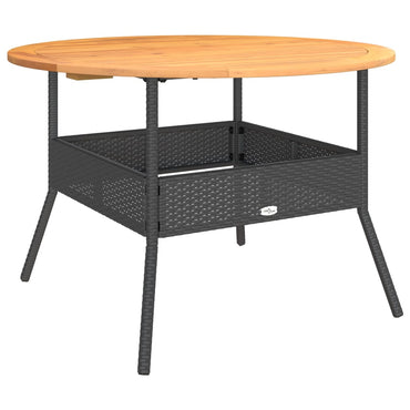 vidaXL Table de jardin avec plateau en bois Noir Ø110x71 cm Poly rotin