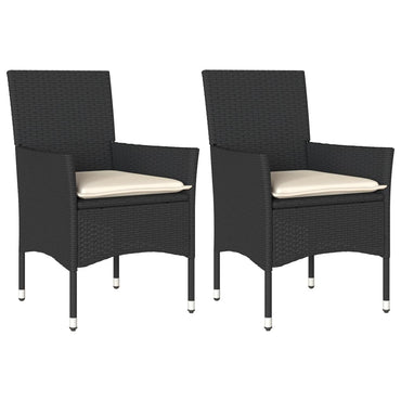 vidaXL Chaises de jardin avec coussins 2 pcs Noir Résine tressée