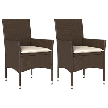 vidaXL Chaises de jardin avec coussins 2 pcs. Marron Résine tressée