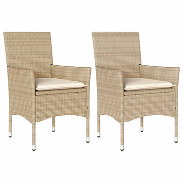 vidaXL Chaises de jardin avec coussins 2 pcs. Rotin synthétique beige