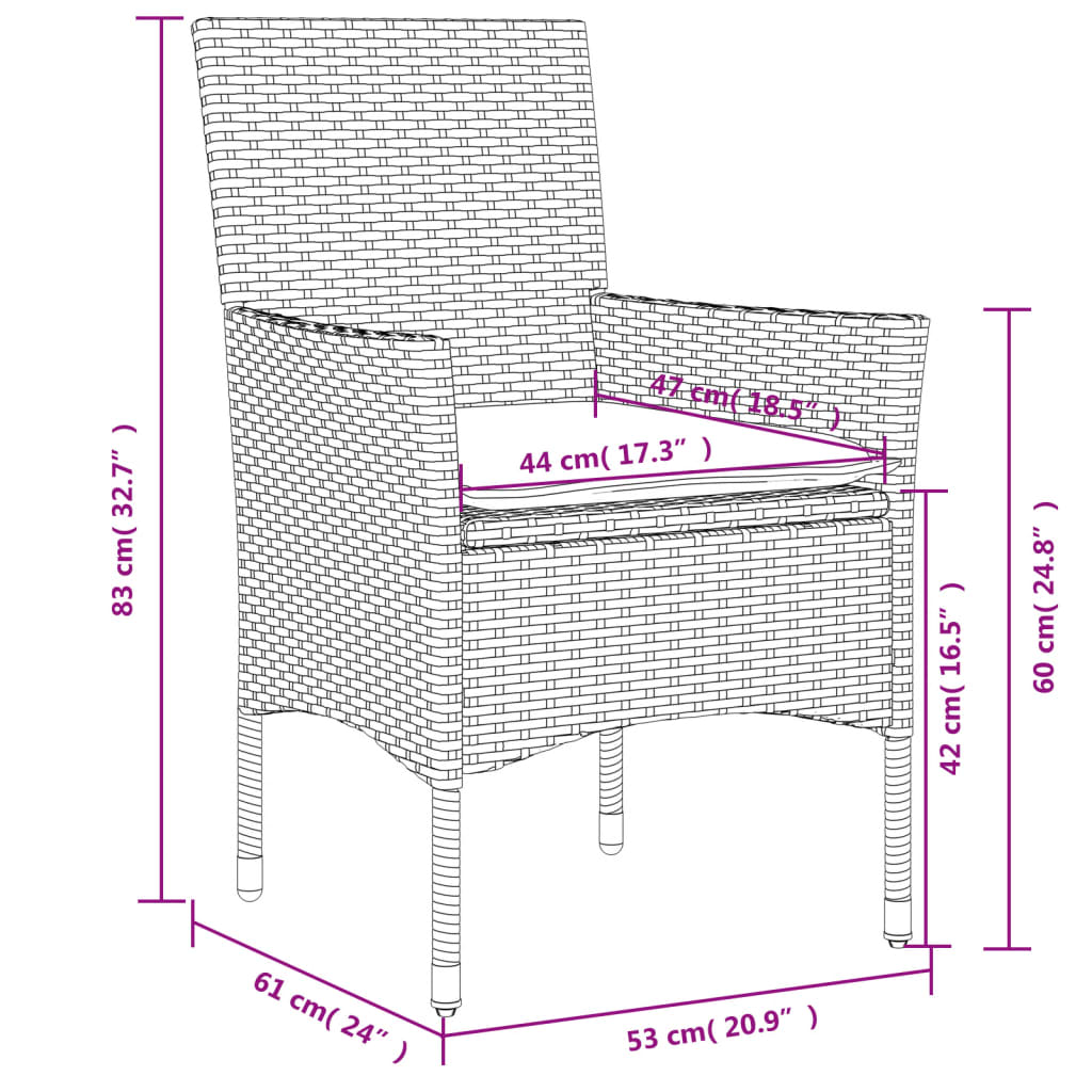 vidaXL Chaises de jardin avec coussins 2 pcs. Rotin synthétique beige