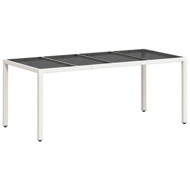 vidaXL Table de jardin avec plateau en verre Blanc 190x90x75 cm Résine tressée