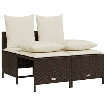 vidaXL 4-tlg. Garten-Sofagarnitur mit Kissen Braun Poly Rattan