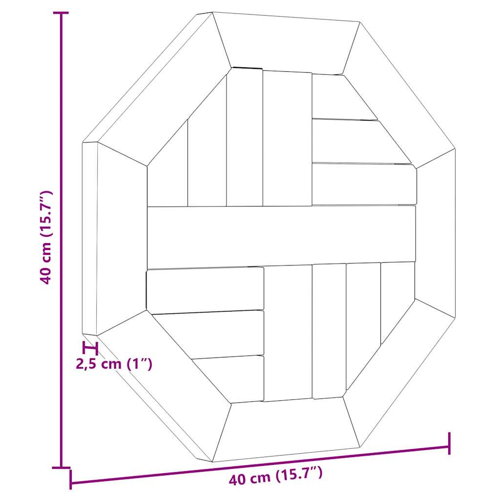 vidaXL Tischplatte 40x40x2,5 cm Achteckig Massivholz Teak