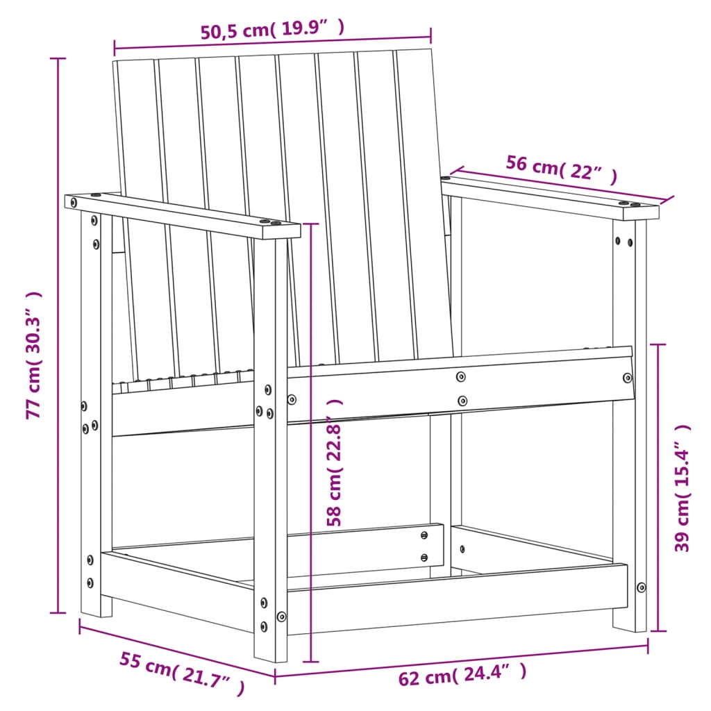vidaXL Gartenstuhl 62x56x77 cm Massivholz Douglasie